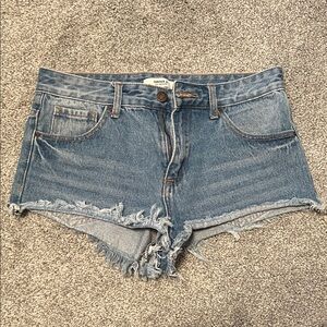 Distressed Frayed Hem Blue Jean Shorts